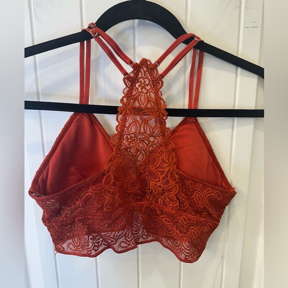 Aerie Rust Orange Lace V Bralette Size Small Excellent Condition - Picture 2 of 3